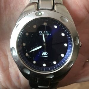Vintage Fossil Blue Watch.         Water Resistant
